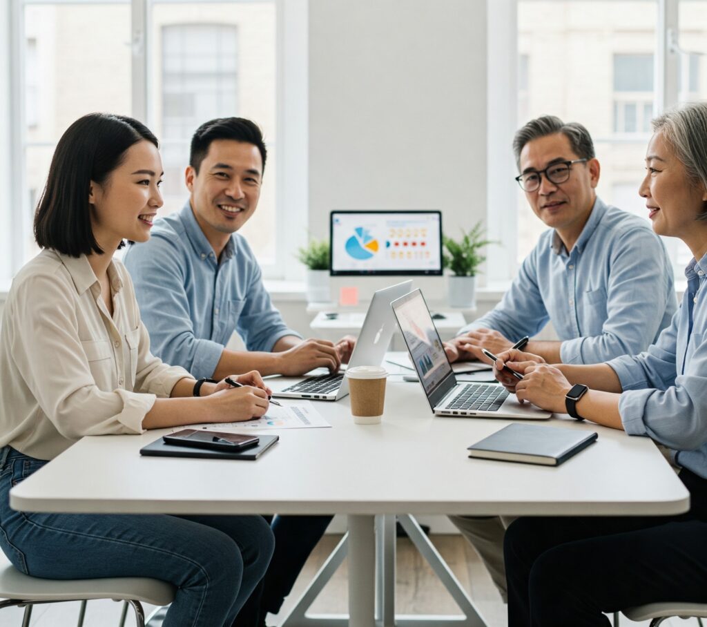 Client and digital marketing agency team collaborating" or "Choosing the right digital marketing agency